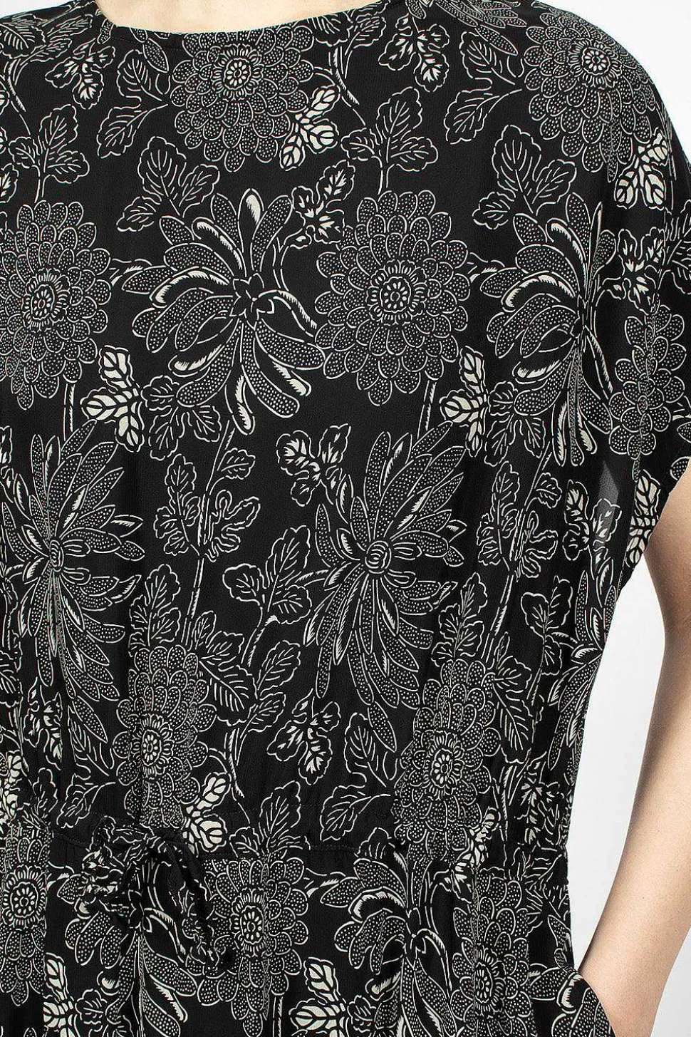 Drawstring Dress Black Floral