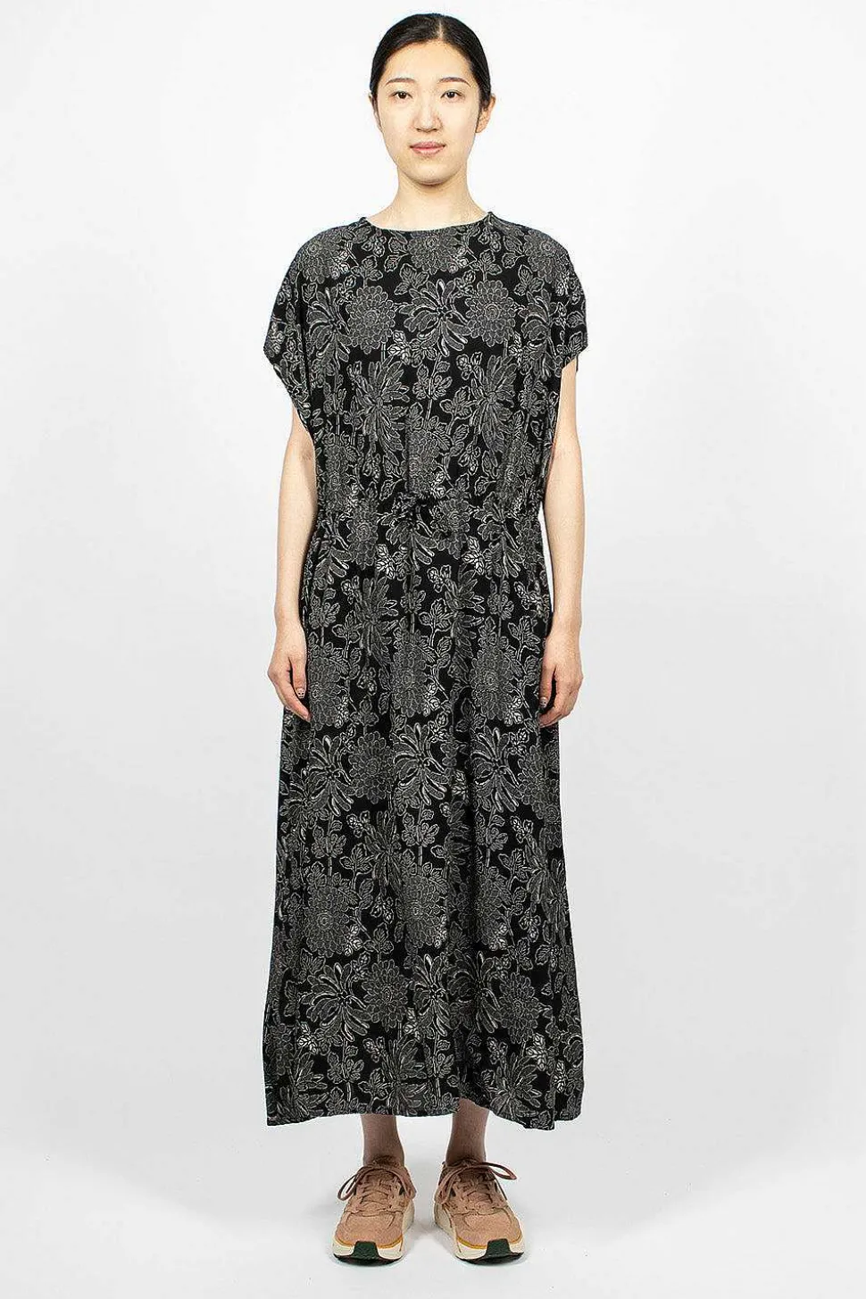 Drawstring Dress Black Floral
