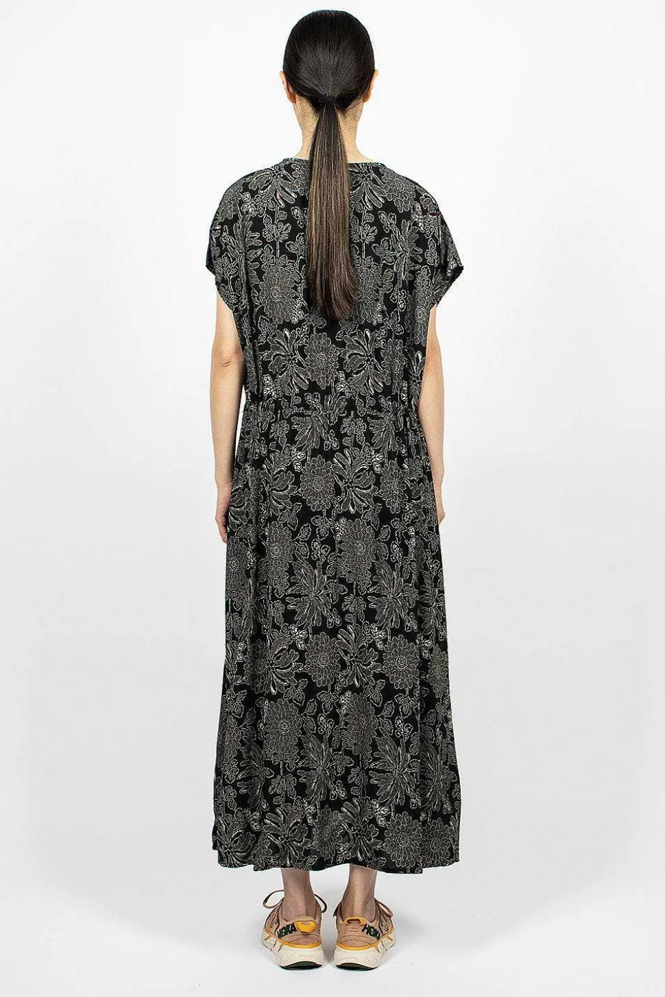 Drawstring Dress Black Floral