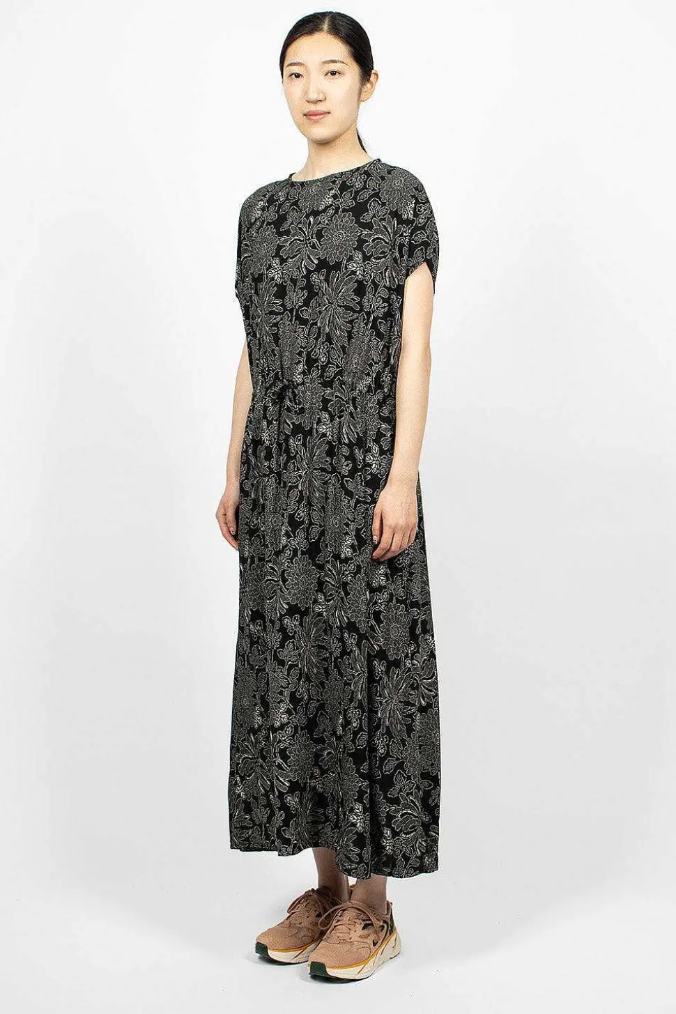 Drawstring Dress Black Floral