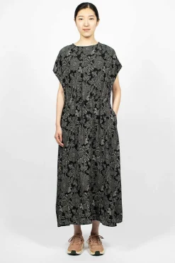 Drawstring Dress Black Floral