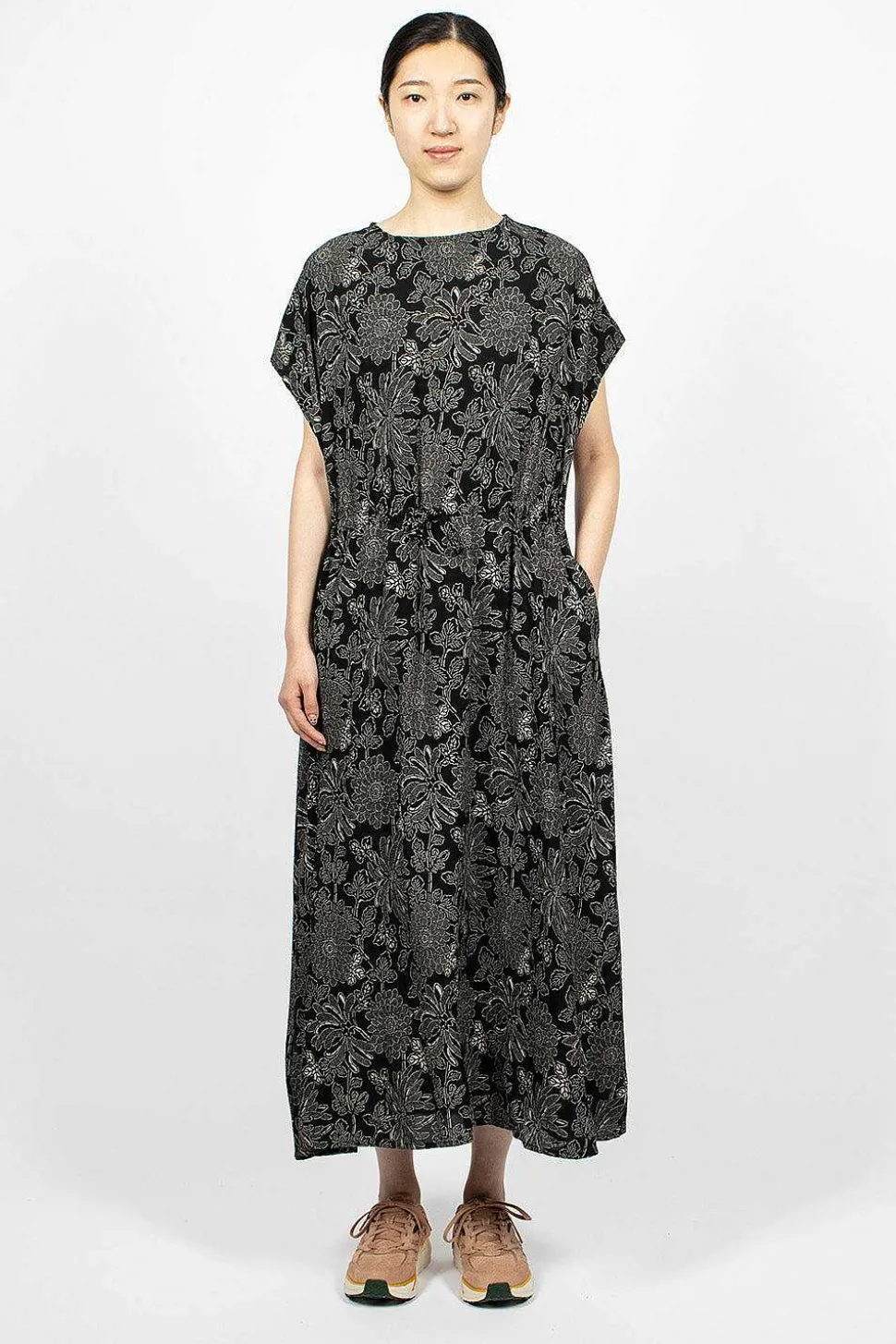 Drawstring Dress Black Floral