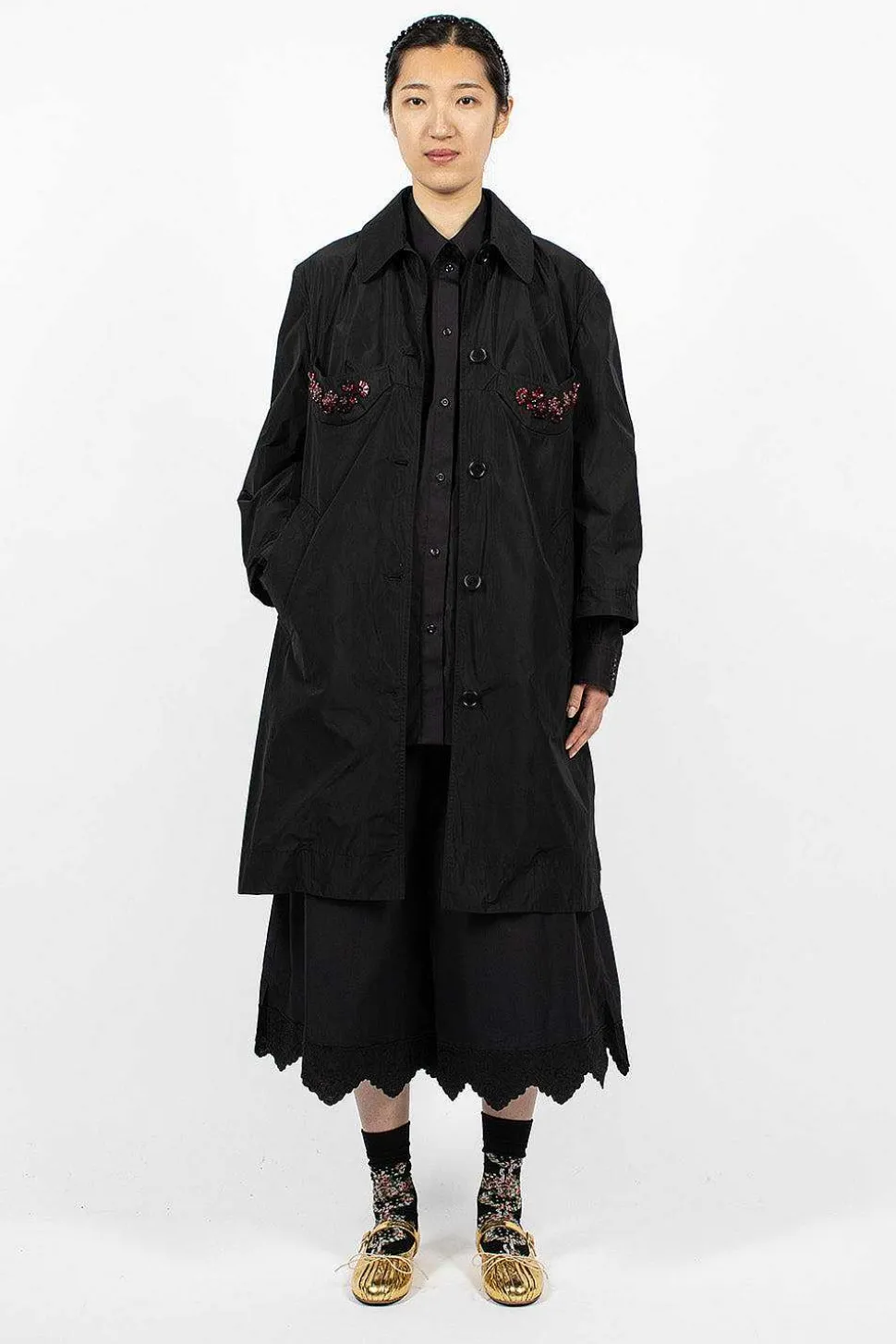 Embellished Cup Car Coat