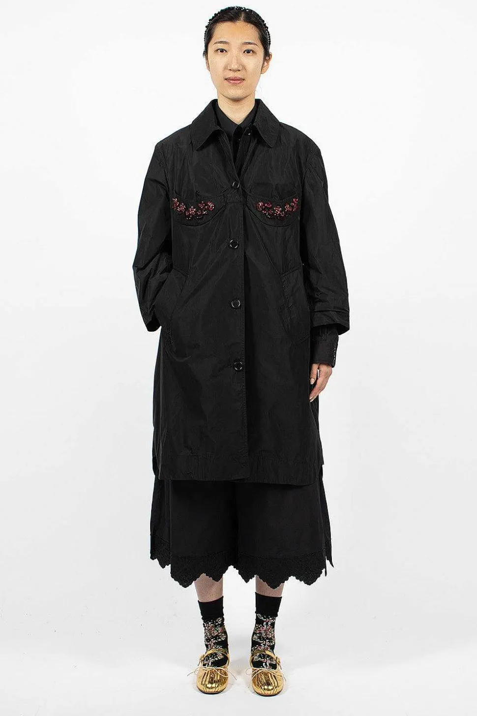 Embellished Cup Car Coat