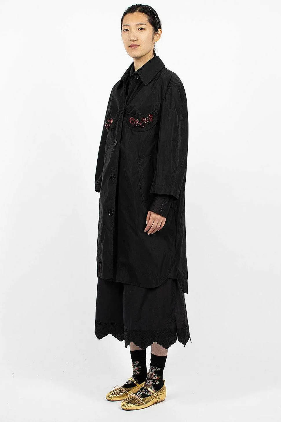 Embellished Cup Car Coat