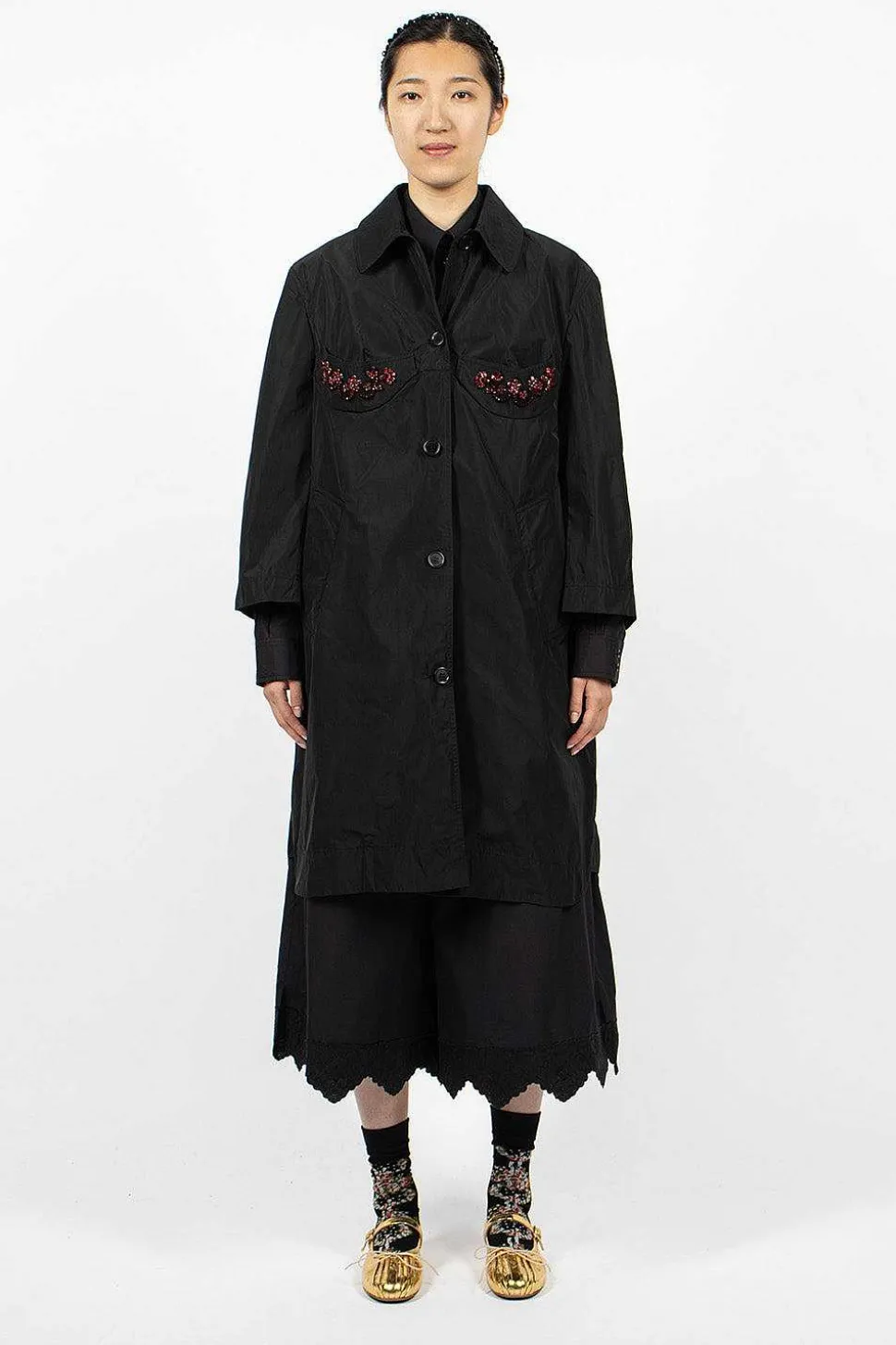 Embellished Cup Car Coat