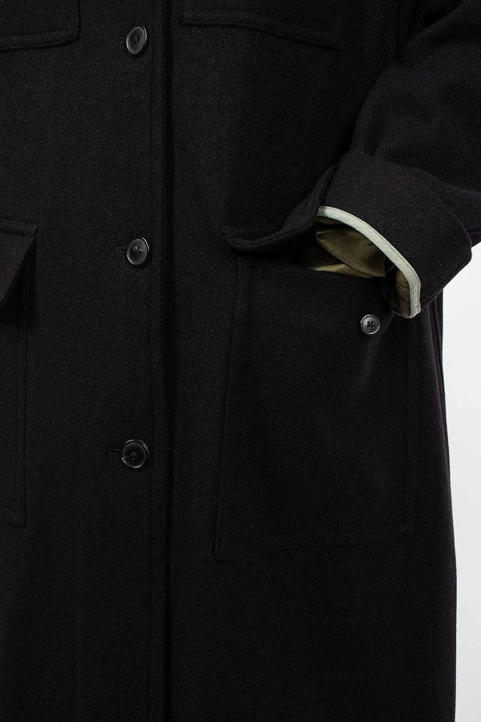 Flap Pocket Coat Black