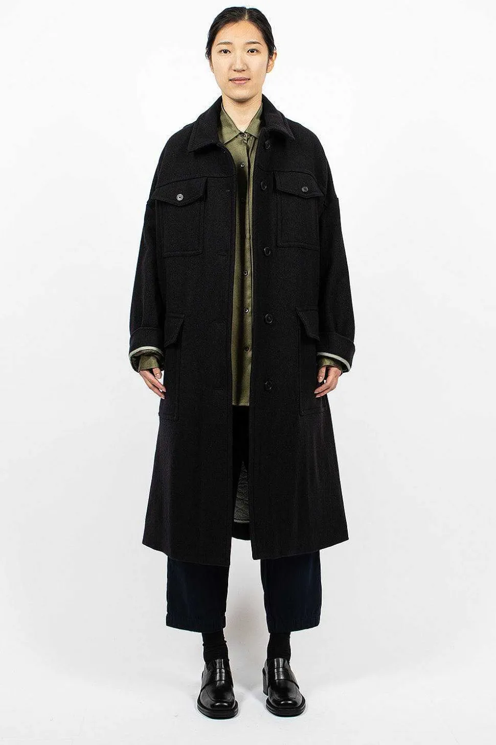 Flap Pocket Coat Black