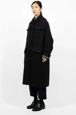 Flap Pocket Coat Black