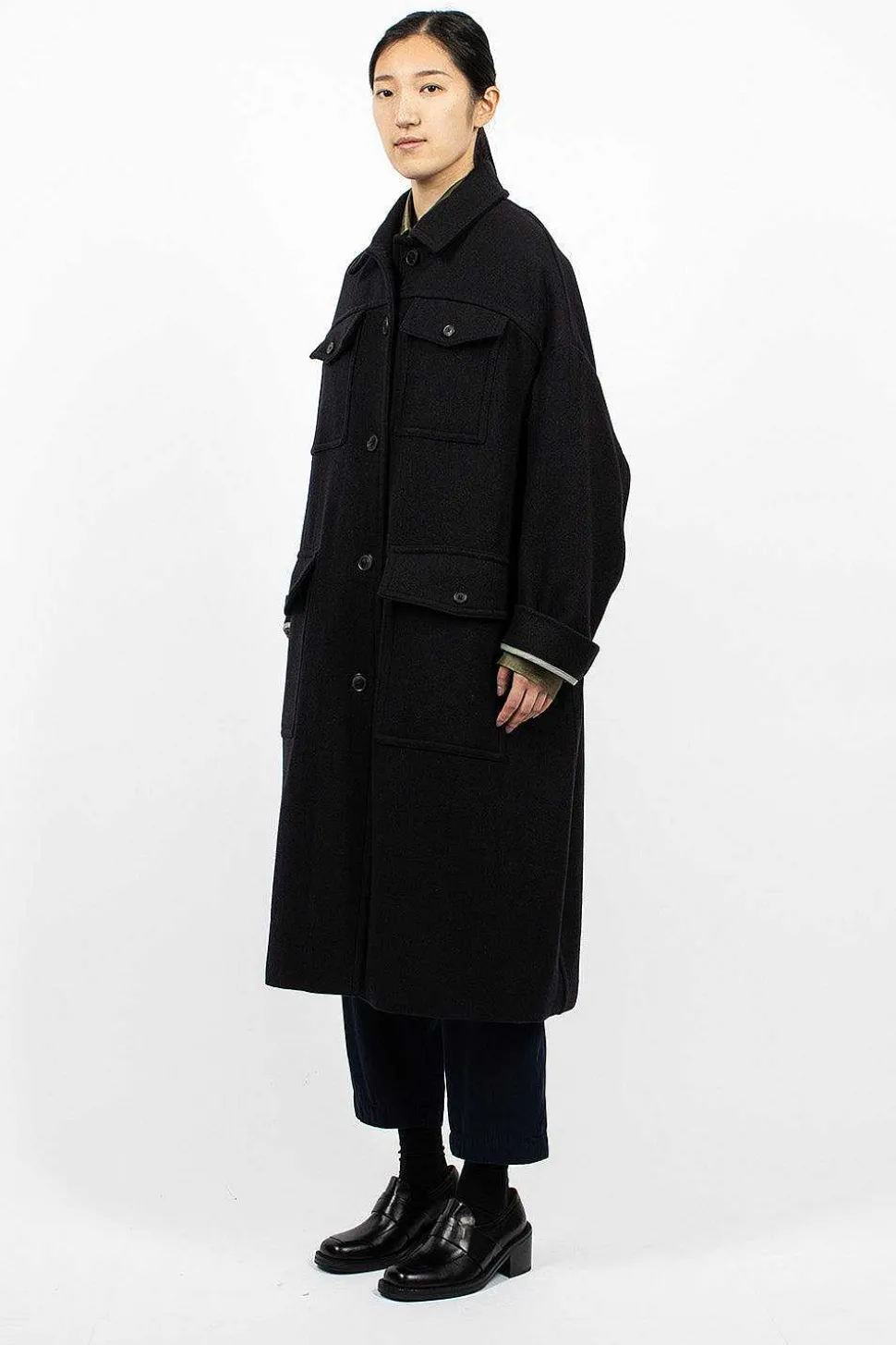 Flap Pocket Coat Black