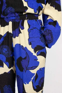 Fluid Floral Trousers Blue