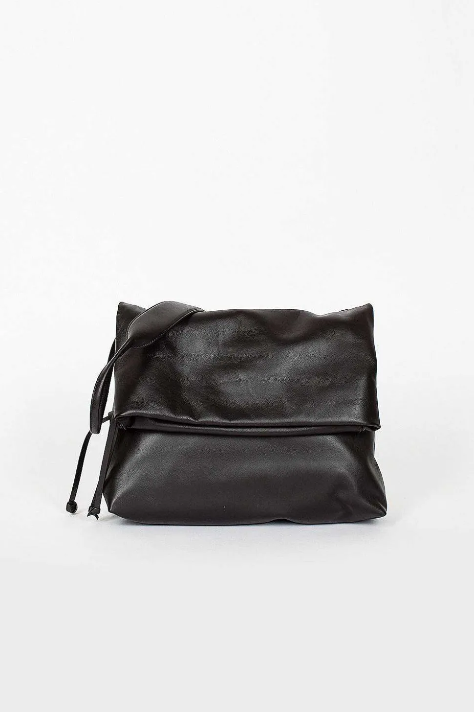 Folded Leather Bag Black
