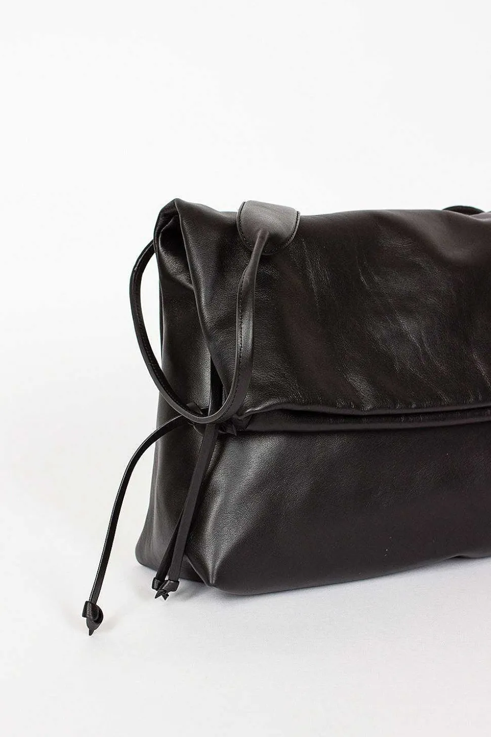 Folded Leather Bag Black