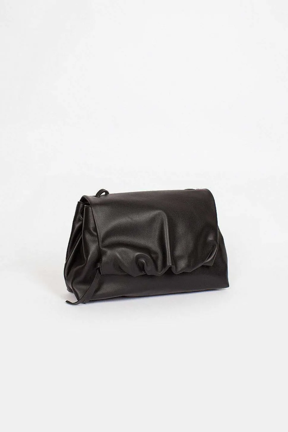 Folded Leather Mini Bag Black