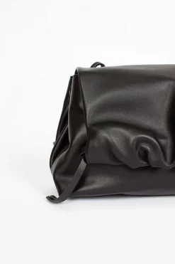 Folded Leather Mini Bag Black