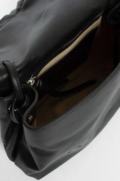 Folded Leather Mini Bag Black