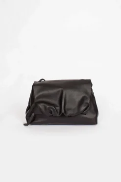 Folded Leather Mini Bag Black