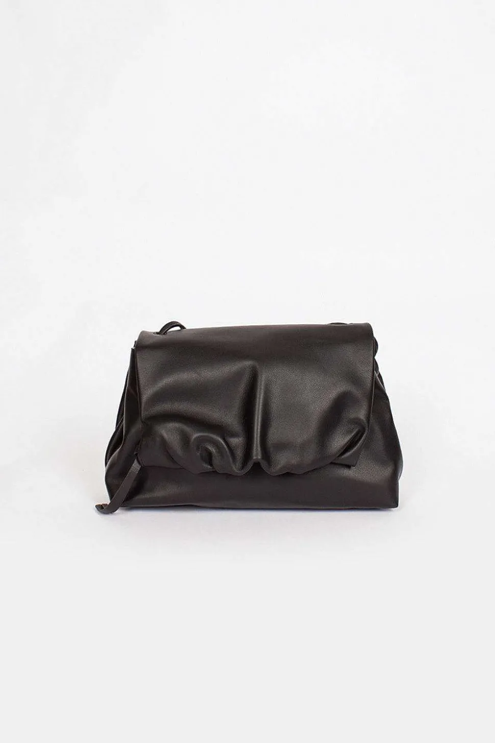 Folded Leather Mini Bag Black