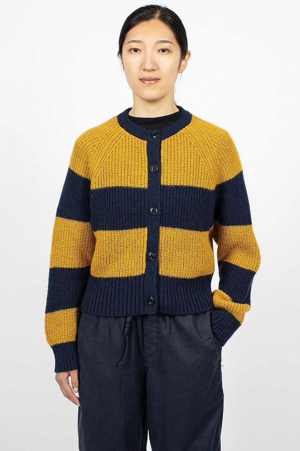 Foxtail Cardigan Navy/Yellow