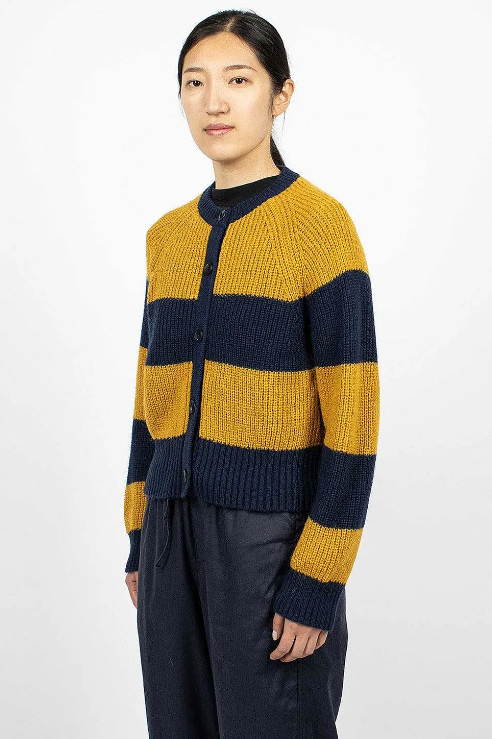 Foxtail Cardigan Navy/Yellow
