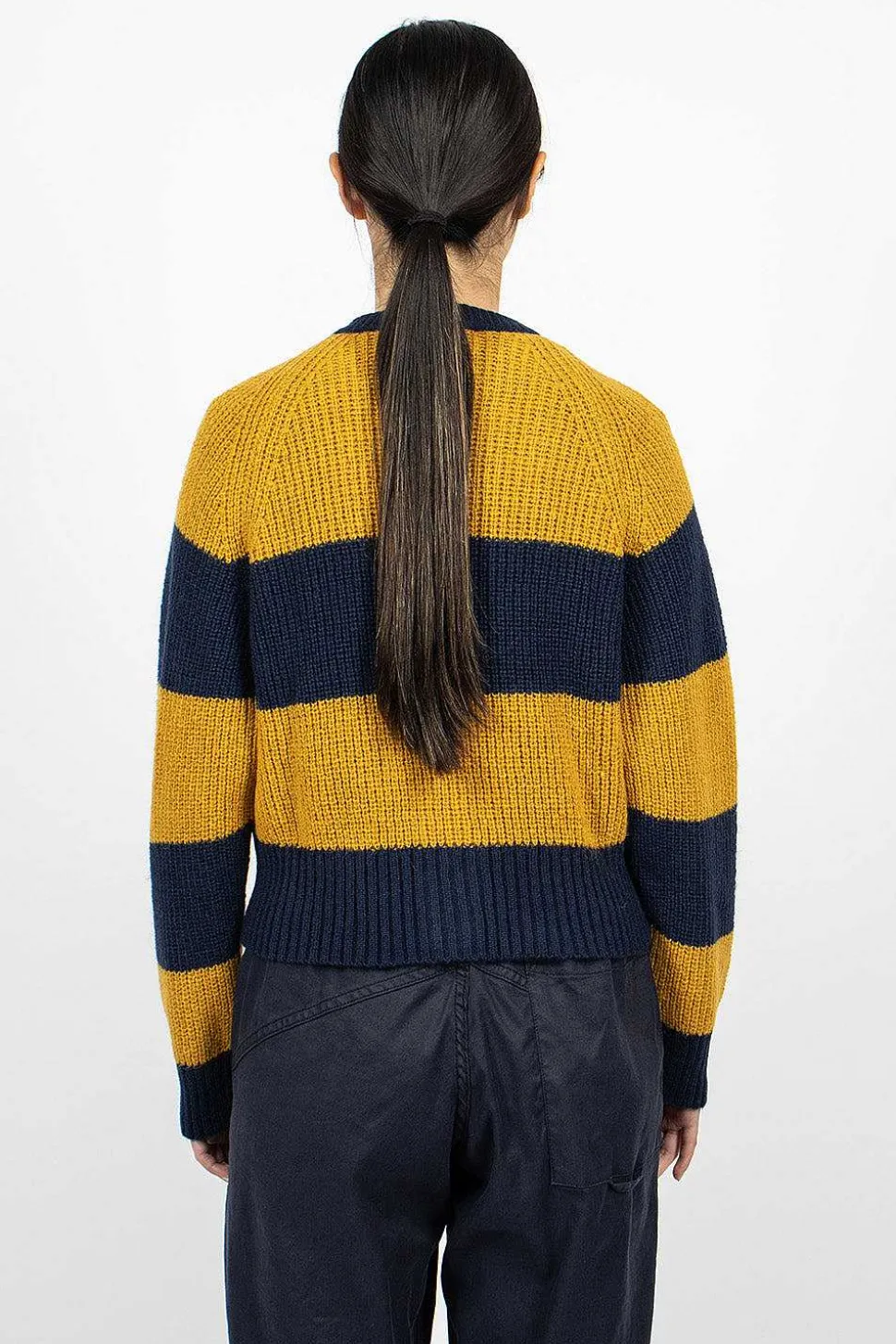 Foxtail Cardigan Navy/Yellow