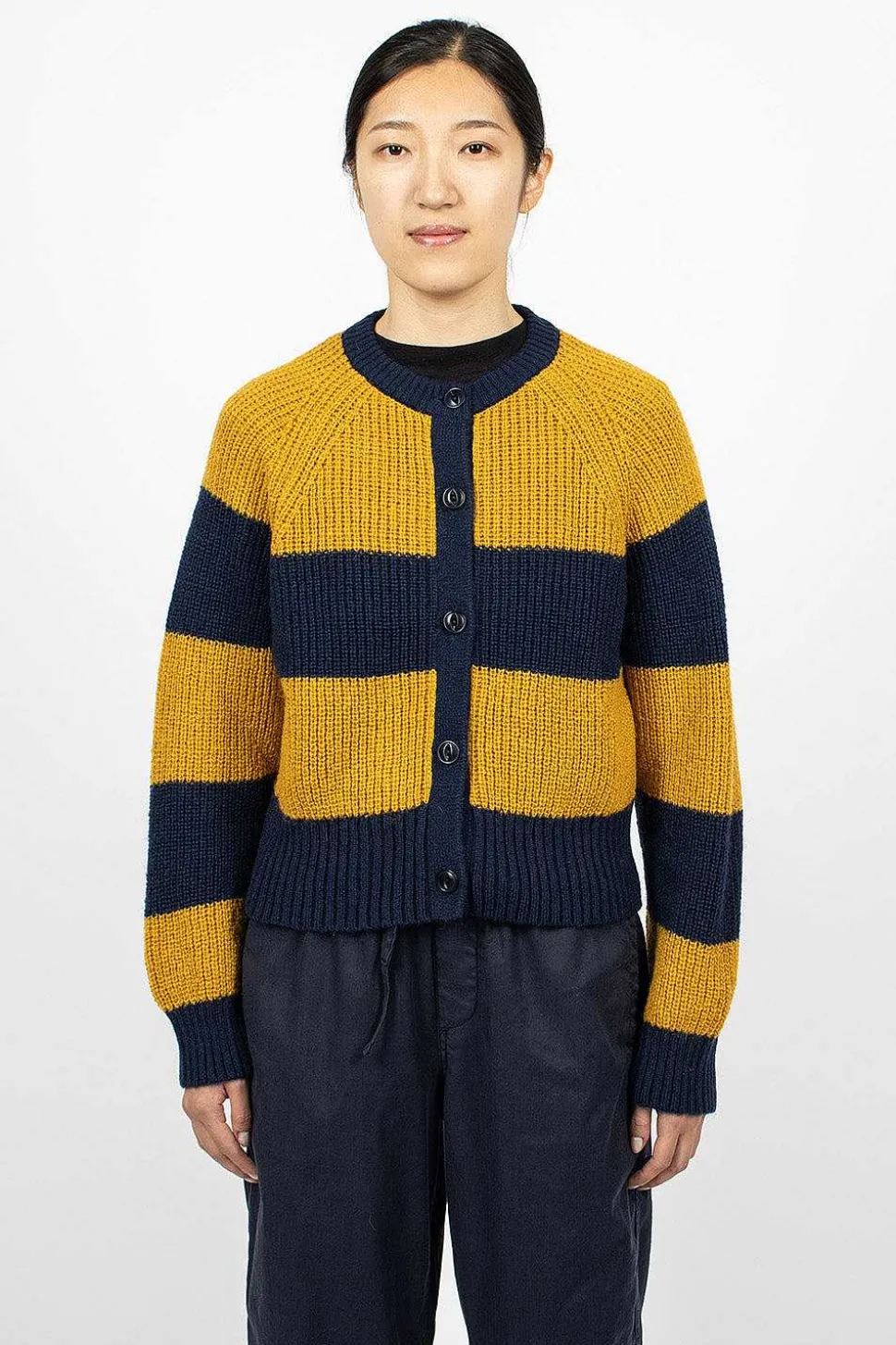 Foxtail Cardigan Navy/Yellow