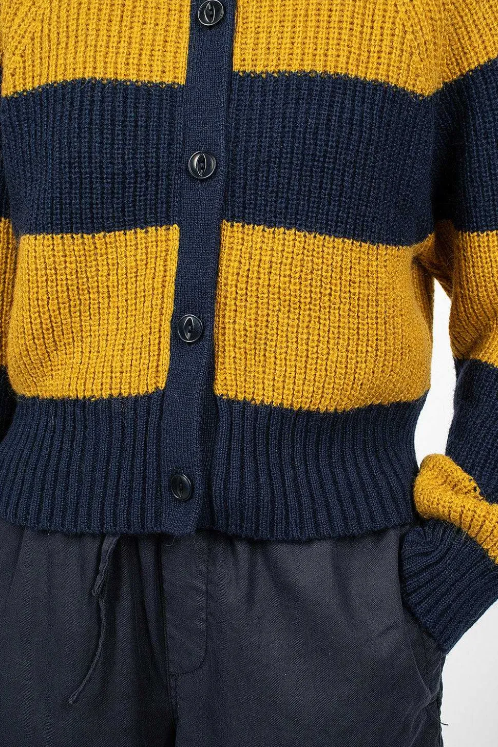 Foxtail Cardigan Navy/Yellow