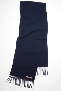 Fringed Wool Scarf Navy