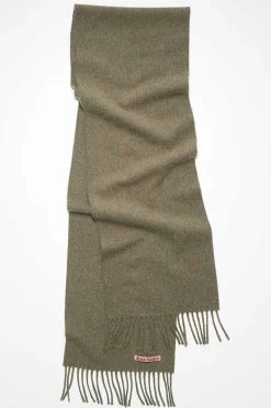 Fringed Wool Scarf Olive