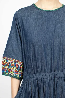 Garden Dress Embroidered Indigo