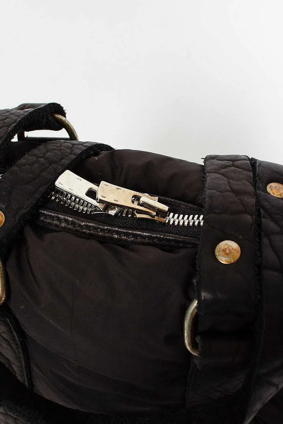 Gb0_Eco Black Nylon/Leather Bag