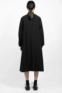 Half Button Dress Black