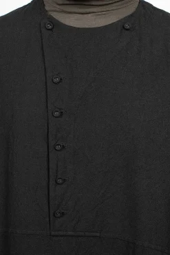Half Button Dress Black