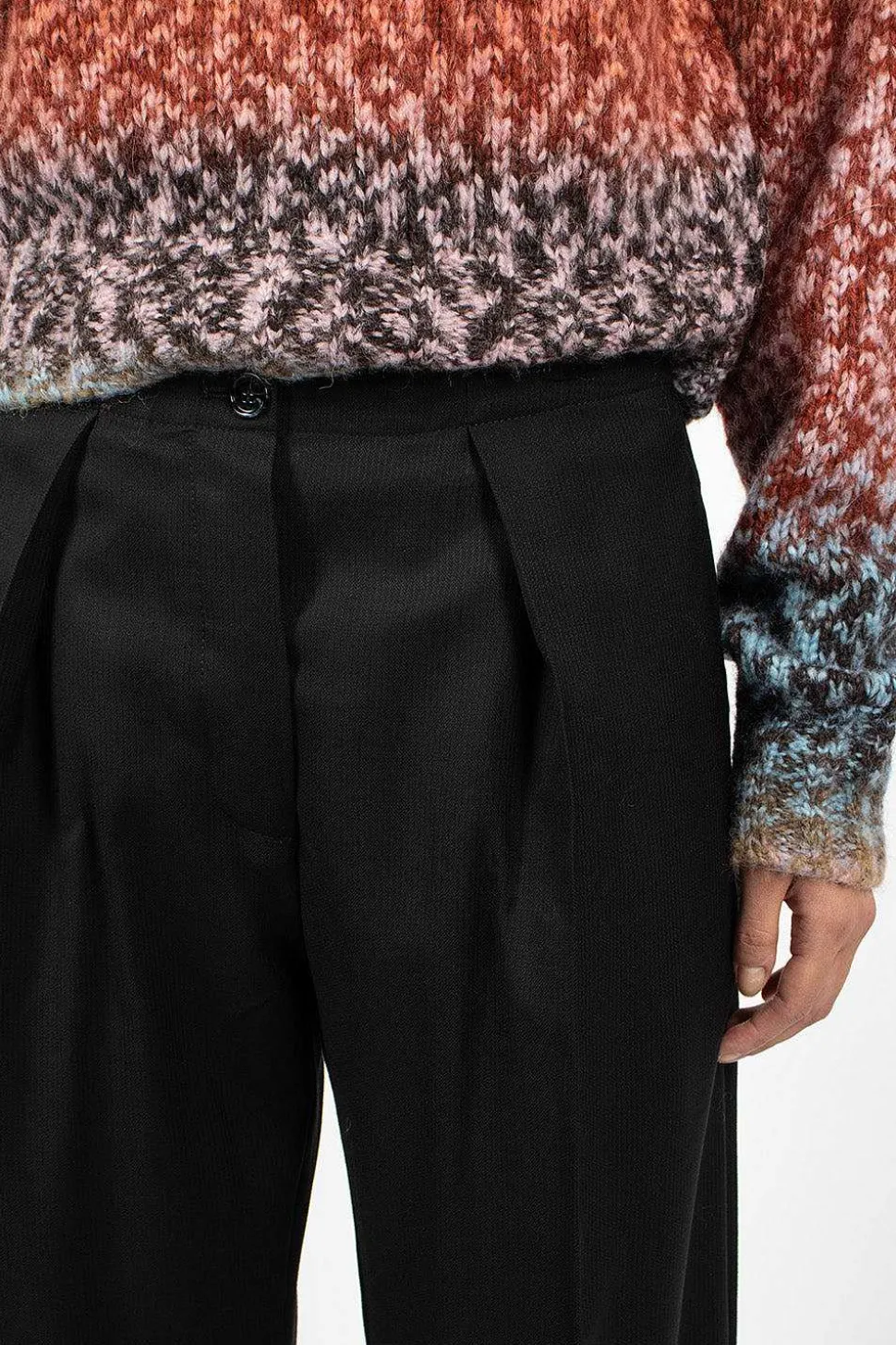 Herringbone Relaxed Trouser Black