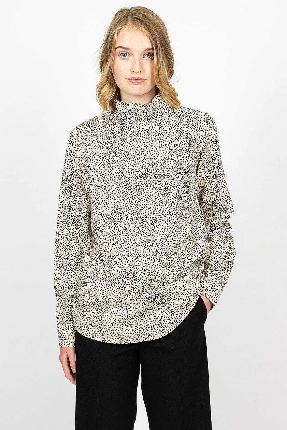 High Neck Shirt Ecru Spot
