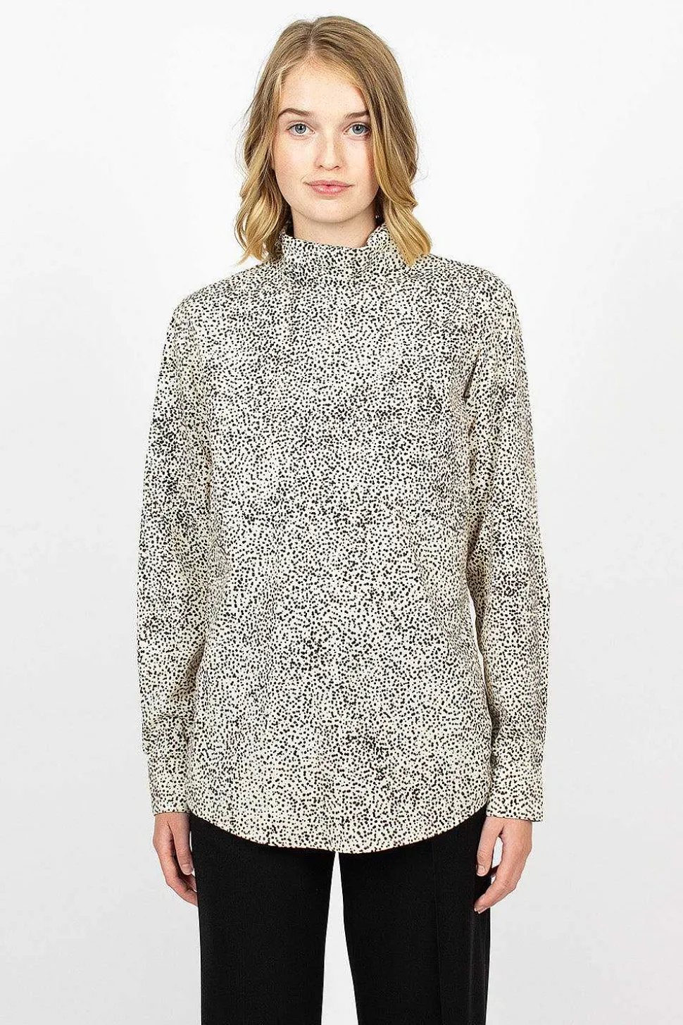 High Neck Shirt Ecru Spot
