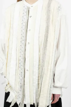 Hobo Patchwork Dress Shirt White