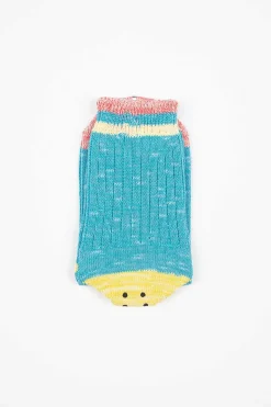 Ivy Rainbowy Happy Heel Socks Sax/Pink
