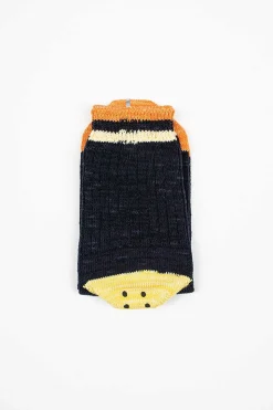 Ivy Rainbowy Happy Heel Socks Navy/Orange