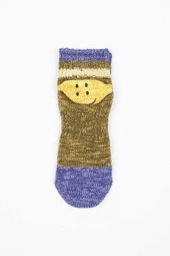 Ivy Rainbowy Happy Heel Short Socks Khaki