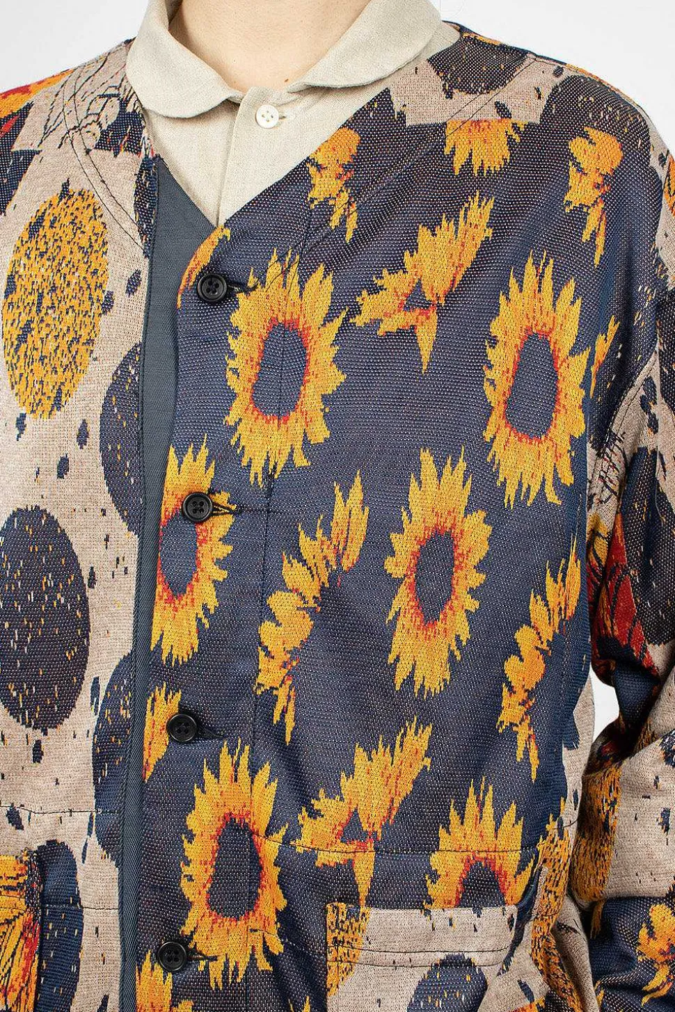 Knit Cardigan Red/Navy Sunflower