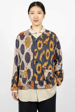 Knit Cardigan Red/Navy Sunflower