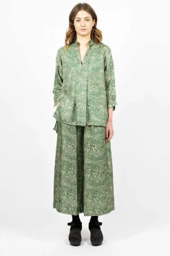 Kora Washed Silk Shirt Pine Drawing