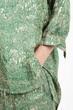 Kora Washed Silk Shirt Pine Drawing