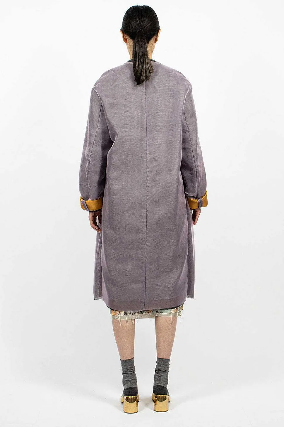 Layered Silk Coat Lilac