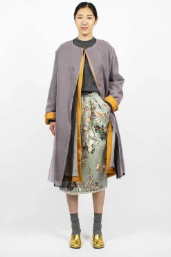 Layered Silk Coat Lilac