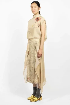 Layered Silk Skirt Ecru