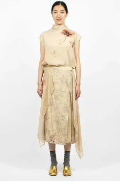 Layered Silk Skirt Ecru