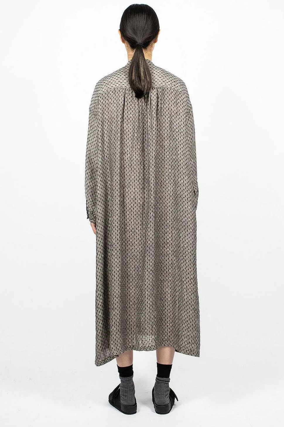 Linen Dobby Shirt Dress Black Diamond