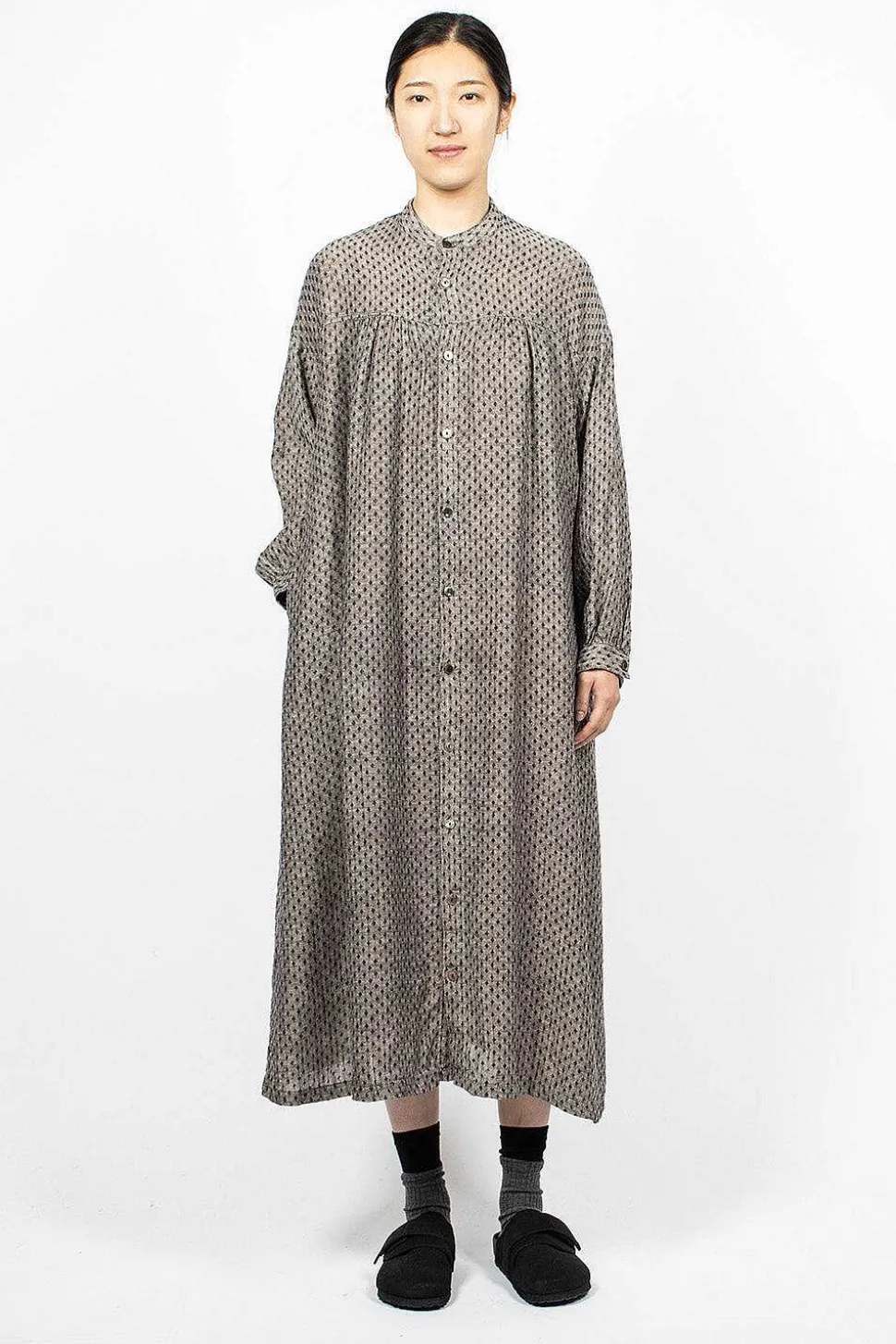 Linen Dobby Shirt Dress Black Diamond